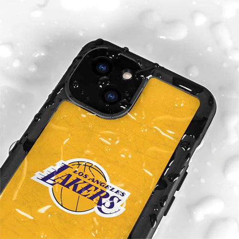 NBA Los Angeles Lakers Distressed iPhone 15 Waterproof Case